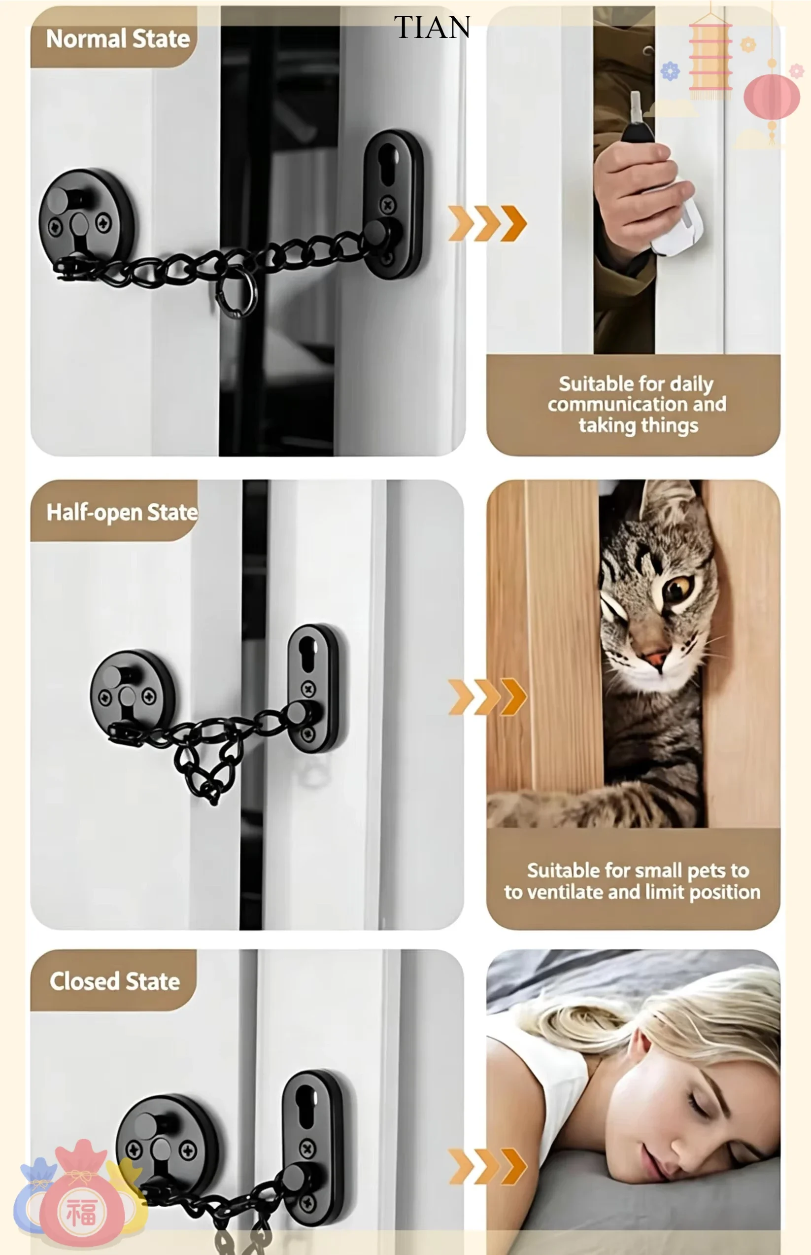 TIAN   Chain Door Guard Lock S - огляд і ціна Security Chain Door